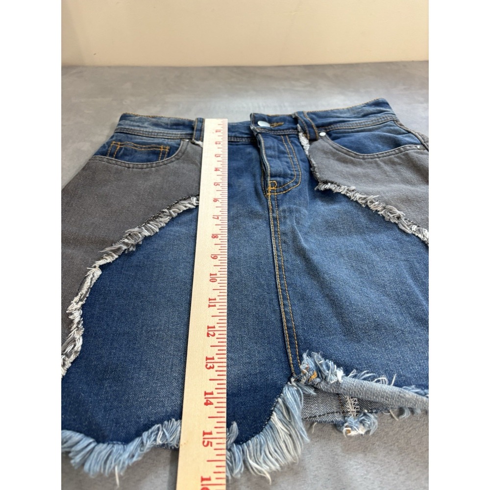 Understated Leather Womens Daisy Two Tone Denim Mini Skirt Sz S Western Texas - Picture 6 of 11